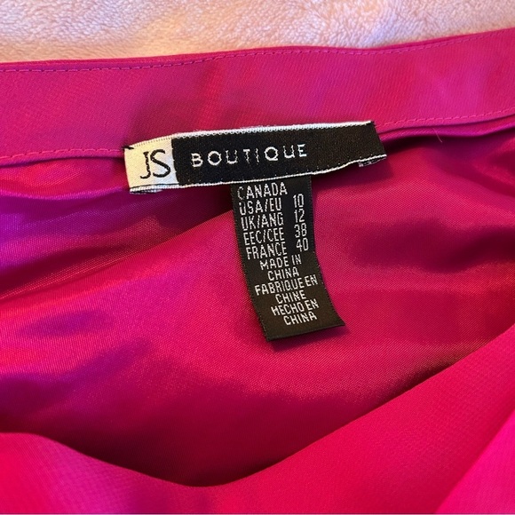 JS Boutique vintage fuchsia chiffon draped one shoulder dress beaded size 10 - Picture 6 of 13